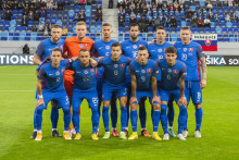 Základná zostava Slovenska pred posledným duelom proti Bielorusku. FOTO: TASR/J. Novák